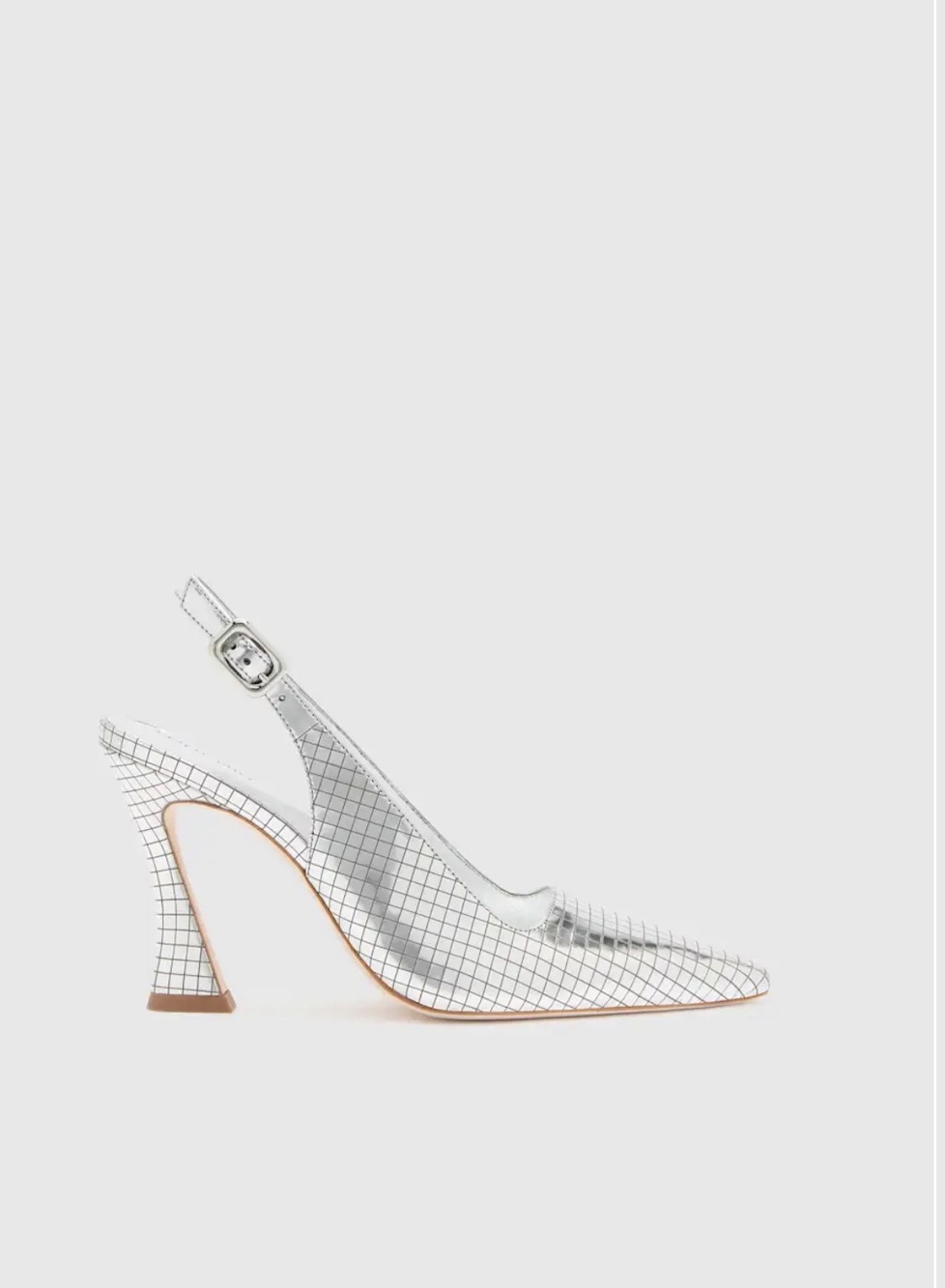 Reformation Nour Heeled Slingback Silver - Size 8.5